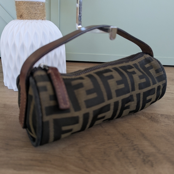 Fendi Zucca Canvas Mini Baguette Wristlet - Brown/Black - Picture 2 of 16